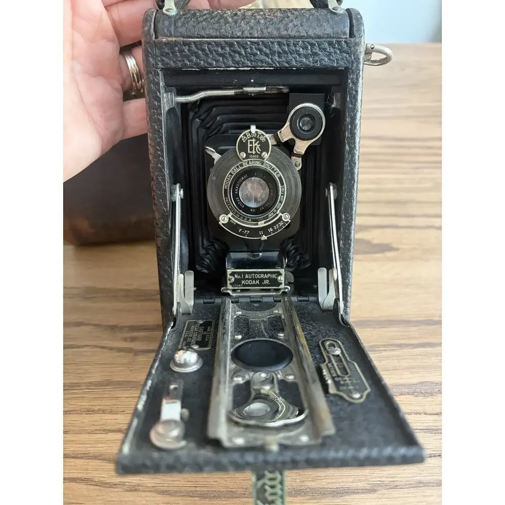 Antique Kodak Junior No 1 Autographic Model A Folding Camera With Leather Case